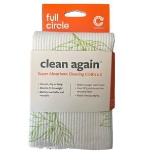 Full circle Clean Again Super Absorbent Cleaning Cloths Leaf Print 2 Pack 12x12”